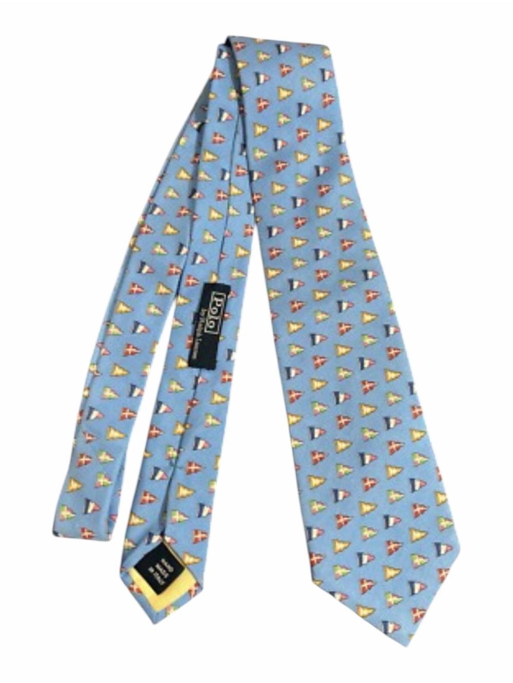 Polo by Ralph Lauren Men's Blue Multicolor 100% Silk Nautical Flags Tie